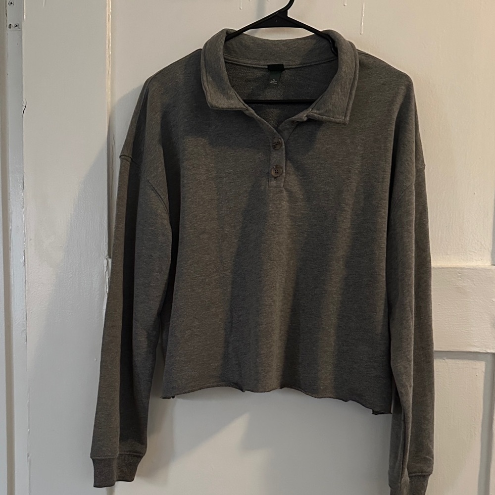 Wild Fable Heather Gray Collared Pullover